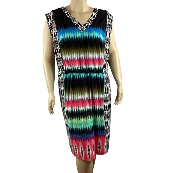 London Times V-Neck Dress Multicolored Size 22W - Picture 1 of 9